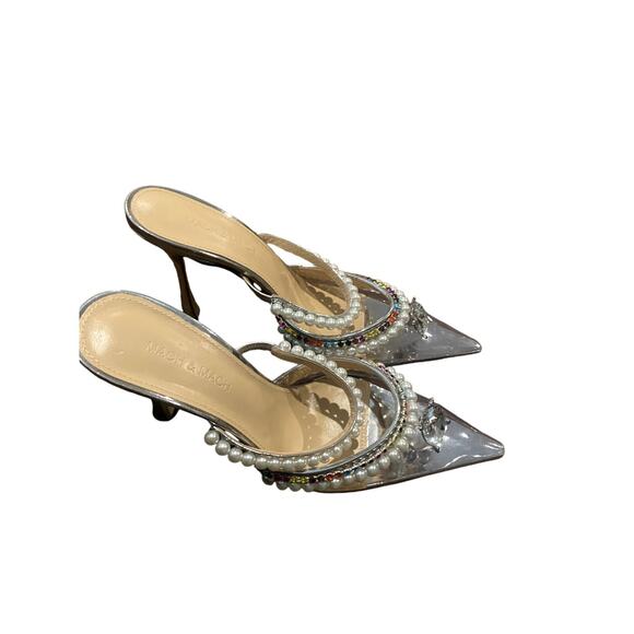 Mach & Mach Diamond of Elizabeth Imitation Pearl Pointed Toe Mule 39 - Picture 6 of 11